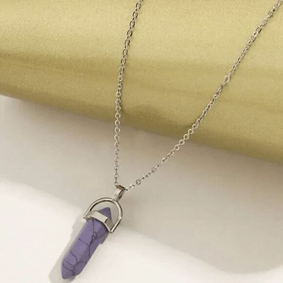 Elizabeth Besich Jewelry - Purple Ladies Fashionable Faux Stone Necklace